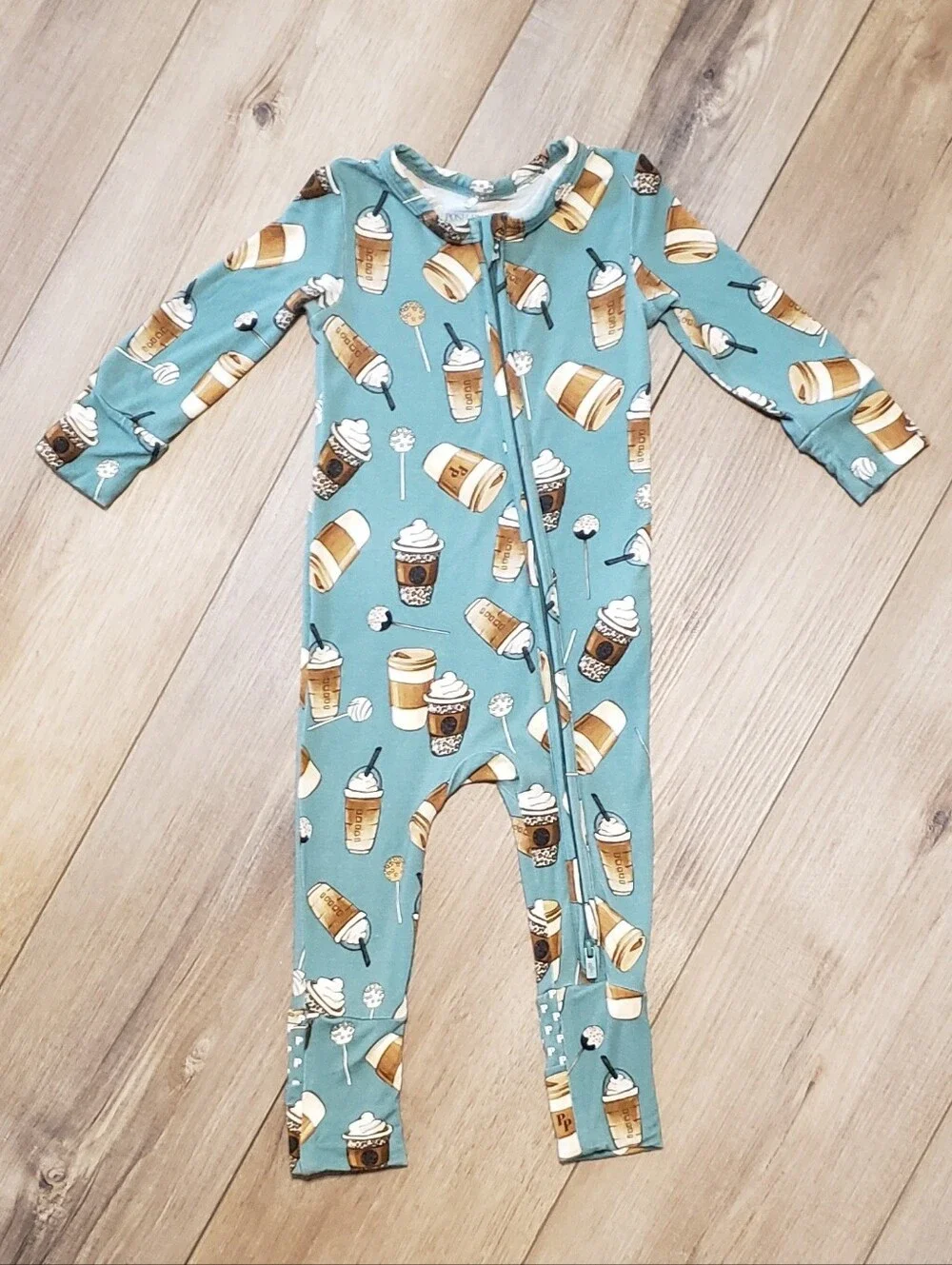 Posh Peanut Morning Brew Coffee Convertible Footie Size 6-9 Months